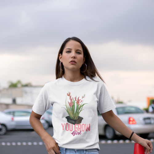 unisex-tee-mockup-of-a-woman-in-a-mall-parking-lot-23066